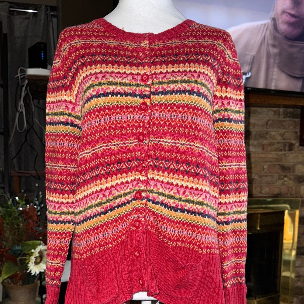 Vintage Tiara Multicolor Striped Cardigan